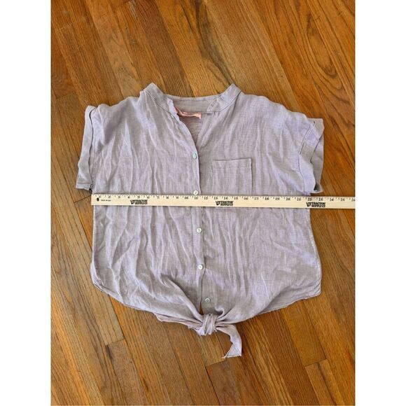 Scandal made in Italy Dainty Linen Tie Front Lavender Button Down Top Size L - Picture 8 of 10